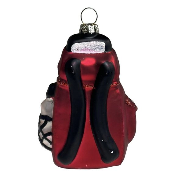 Blown Mercury Glass‎ Christmas Ornament Red Backpack 4.5" Hiking Water Bottle - Picture 3 of 9